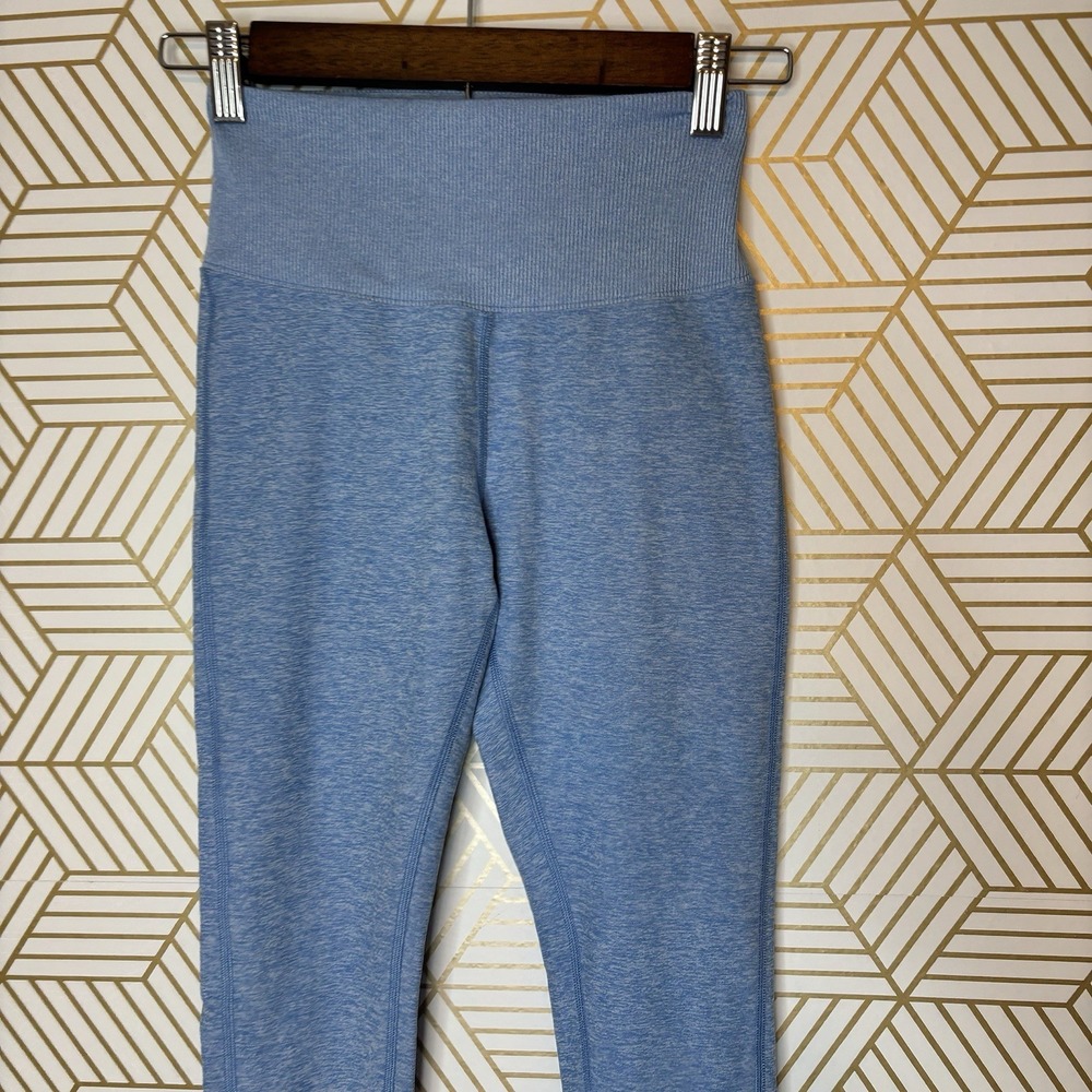 ALO Yoga Alosoft Lounge Legging XS Blue Heather Ribbed High Waist Athleisure